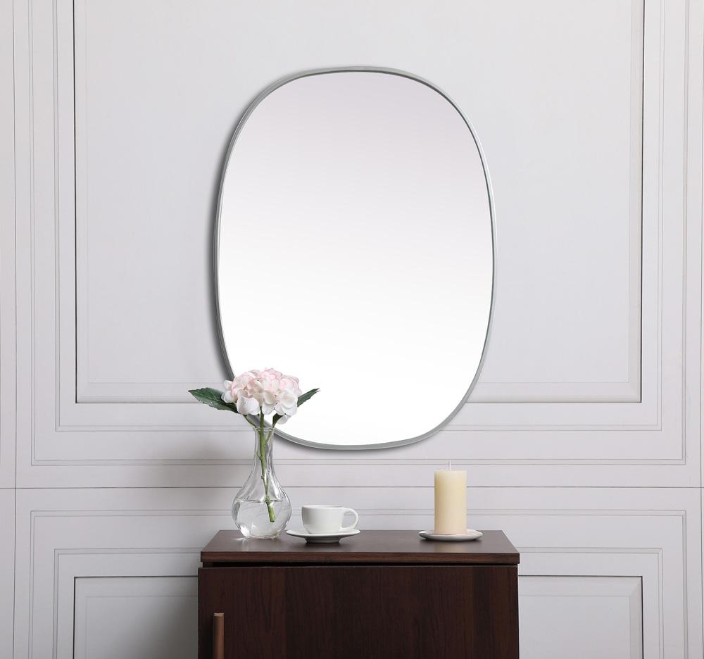 Elegant Furniture & Lighting - Brynn Metal Frame Oval Mirror 27x36 Inch in Silver - MR2B2736SIL veiw 4