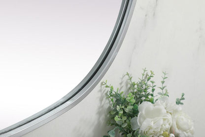 Elegant Furniture & Lighting - Brynn Metal Frame Oval Mirror 27x36 Inch in Silver - MR2B2736SIL veiw 7