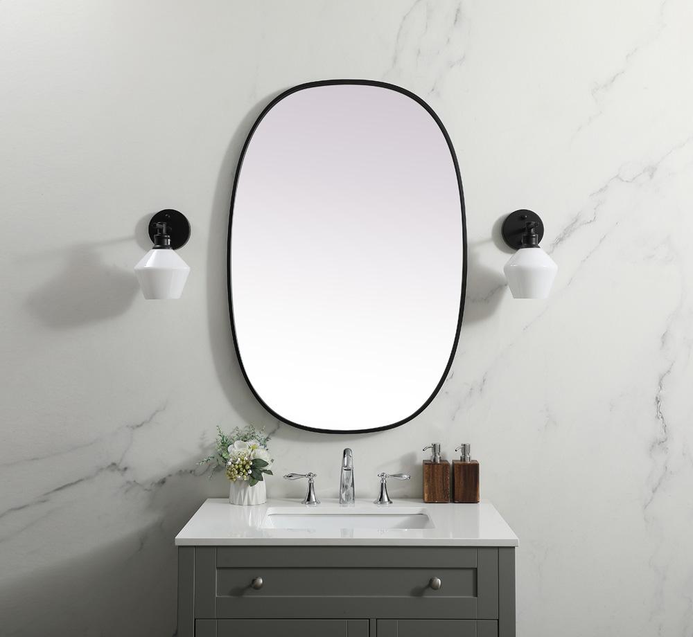 Elegant Furniture & Lighting - Brynn Metal Frame Oval Mirror 27x40 Inch in Black - MR2B2740BLK veiw 2
