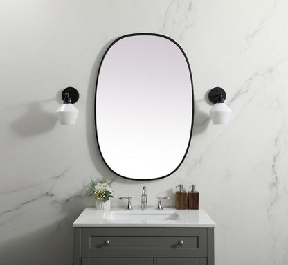 Elegant Furniture & Lighting - Brynn Metal Frame Oval Mirror 27x40 Inch in Black - MR2B2740BLK veiw 2