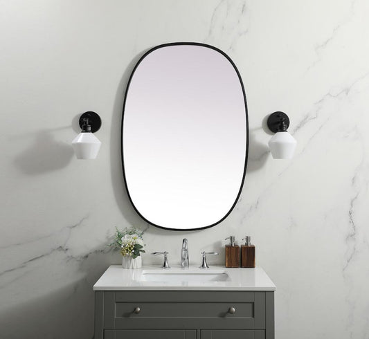 Elegant Furniture & Lighting - Brynn Metal Frame Oval Mirror 27x40 Inch in Black - MR2B2740BLK veiw 2