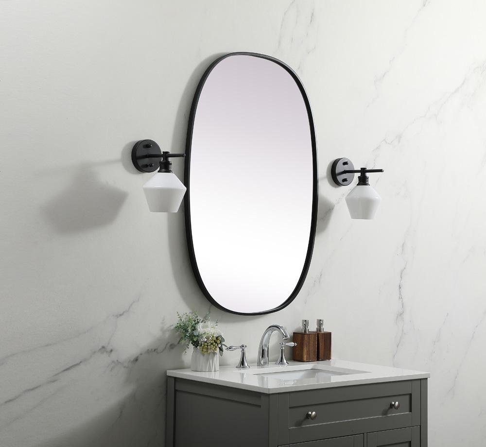 Elegant Furniture & Lighting - Brynn Metal Frame Oval Mirror 27x40 Inch in Black - MR2B2740BLK veiw 3