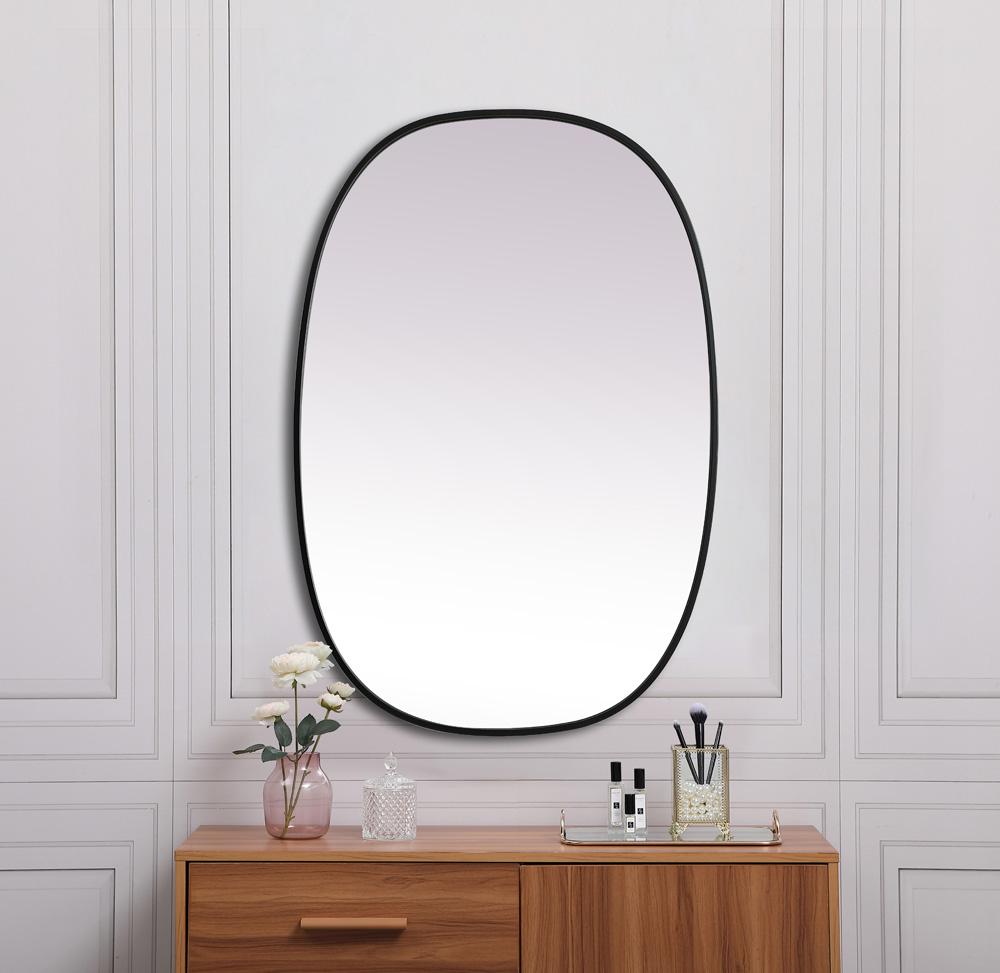 Elegant Furniture & Lighting - Brynn Metal Frame Oval Mirror 27x40 Inch in Black - MR2B2740BLK veiw 4