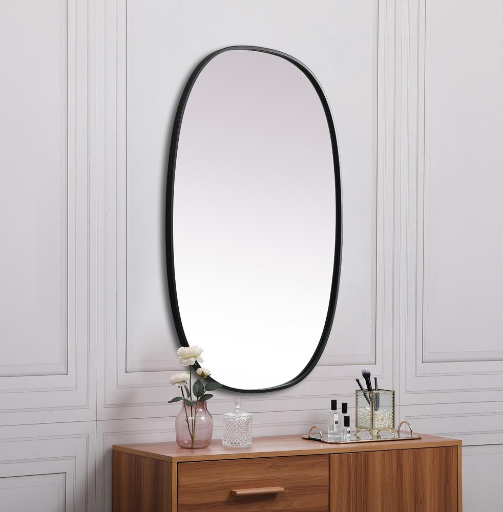Elegant Furniture & Lighting - Brynn Metal Frame Oval Mirror 27x40 Inch in Black - MR2B2740BLK veiw 5