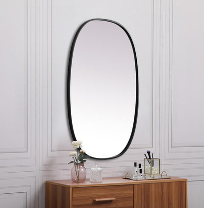 Elegant Furniture & Lighting - Brynn Metal Frame Oval Mirror 27x40 Inch in Black - MR2B2740BLK veiw 5
