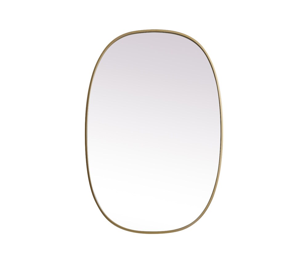 Elegant Furniture & Lighting - Brynn Metal Frame Oval Mirror 27x40 Inch in Brass - MR2B2740BRS veiw 1