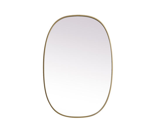 Elegant Furniture & Lighting - Brynn Metal Frame Oval Mirror 27x40 Inch in Brass - MR2B2740BRS veiw 1