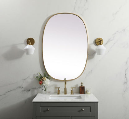 Elegant Furniture & Lighting - Brynn Metal Frame Oval Mirror 27x40 Inch in Brass - MR2B2740BRS veiw 2