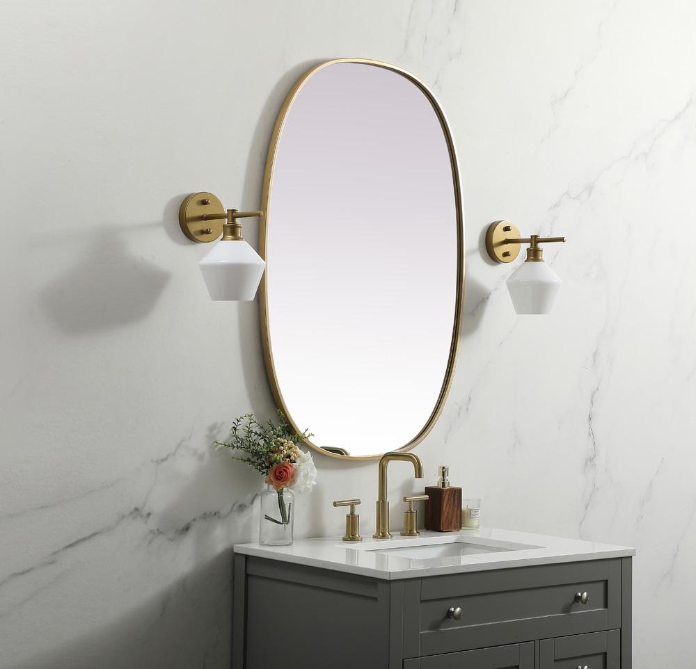 Elegant Furniture & Lighting - Brynn Metal Frame Oval Mirror 27x40 Inch in Brass - MR2B2740BRS veiw 3
