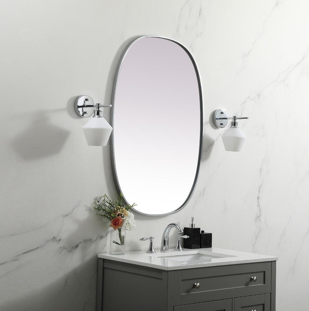 Elegant Furniture & Lighting - Brynn Metal Frame Oval Mirror 27x40 Inch in Silver - MR2B2740SIL veiw 3
