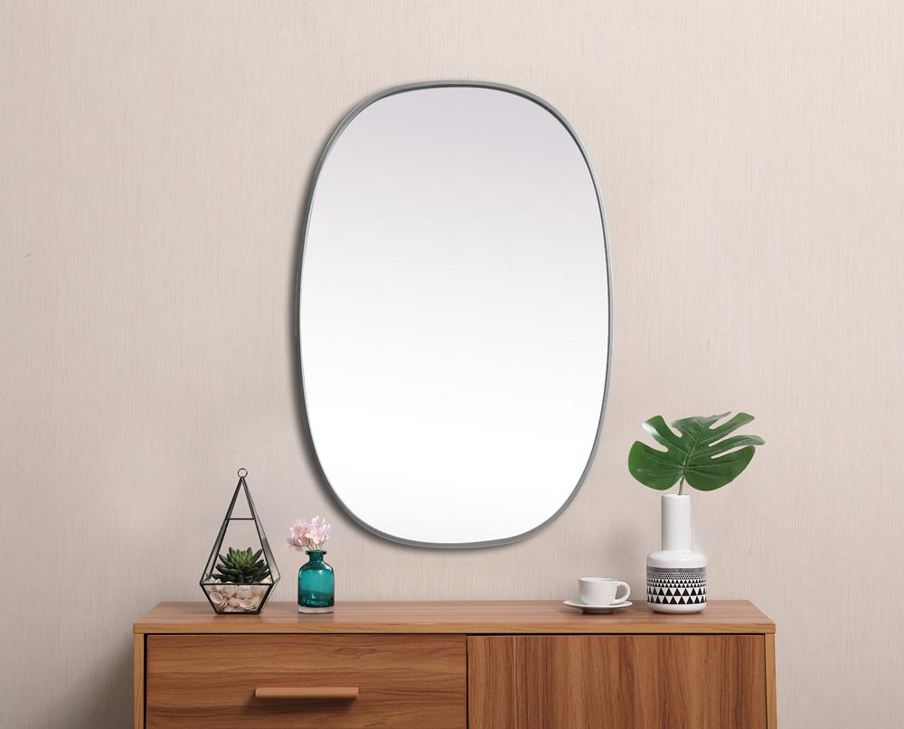 Elegant Furniture & Lighting - Brynn Metal Frame Oval Mirror 27x40 Inch in Silver - MR2B2740SIL veiw 4