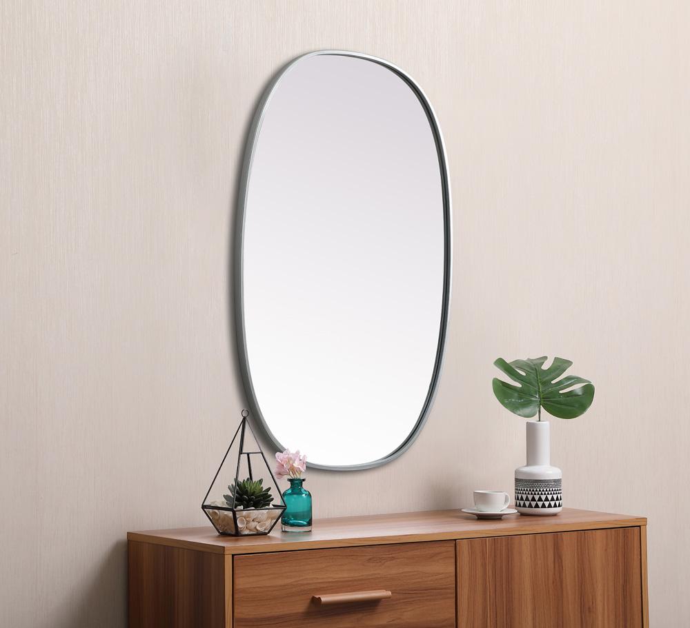 Elegant Furniture & Lighting - Brynn Metal Frame Oval Mirror 27x40 Inch in Silver - MR2B2740SIL veiw 5
