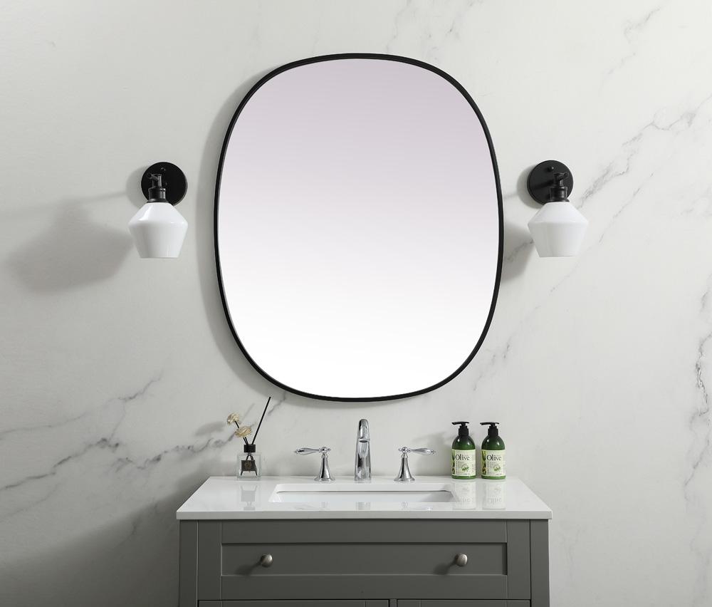 Elegant Furniture & Lighting - Brynn Metal Frame Oval Mirror 30x36 Inch in Black - MR2B3036BLK veiw 2