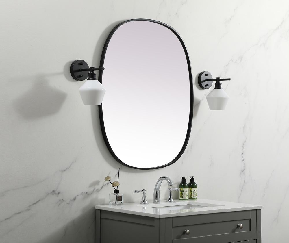 Elegant Furniture & Lighting - Brynn Metal Frame Oval Mirror 30x36 Inch in Black - MR2B3036BLK veiw 3
