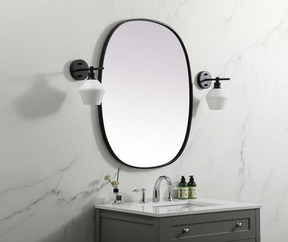 Elegant Furniture & Lighting - Brynn Metal Frame Oval Mirror 30x36 Inch in Black - MR2B3036BLK veiw 3