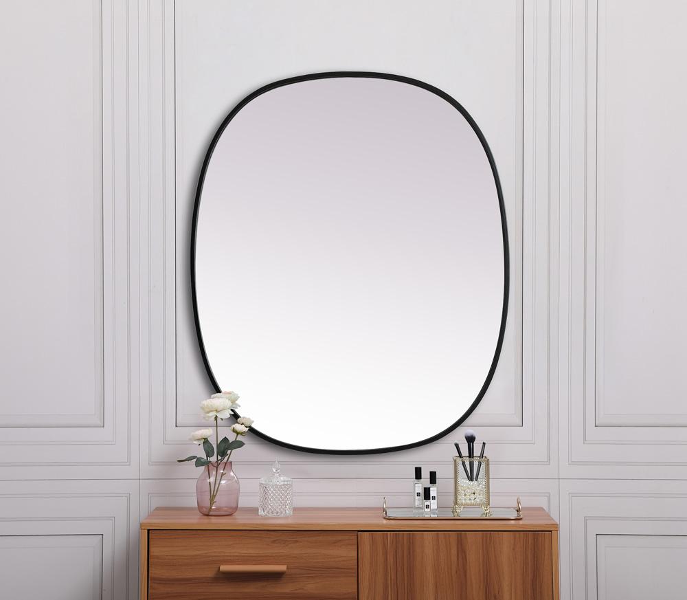 Elegant Furniture & Lighting - Brynn Metal Frame Oval Mirror 30x36 Inch in Black - MR2B3036BLK veiw 4