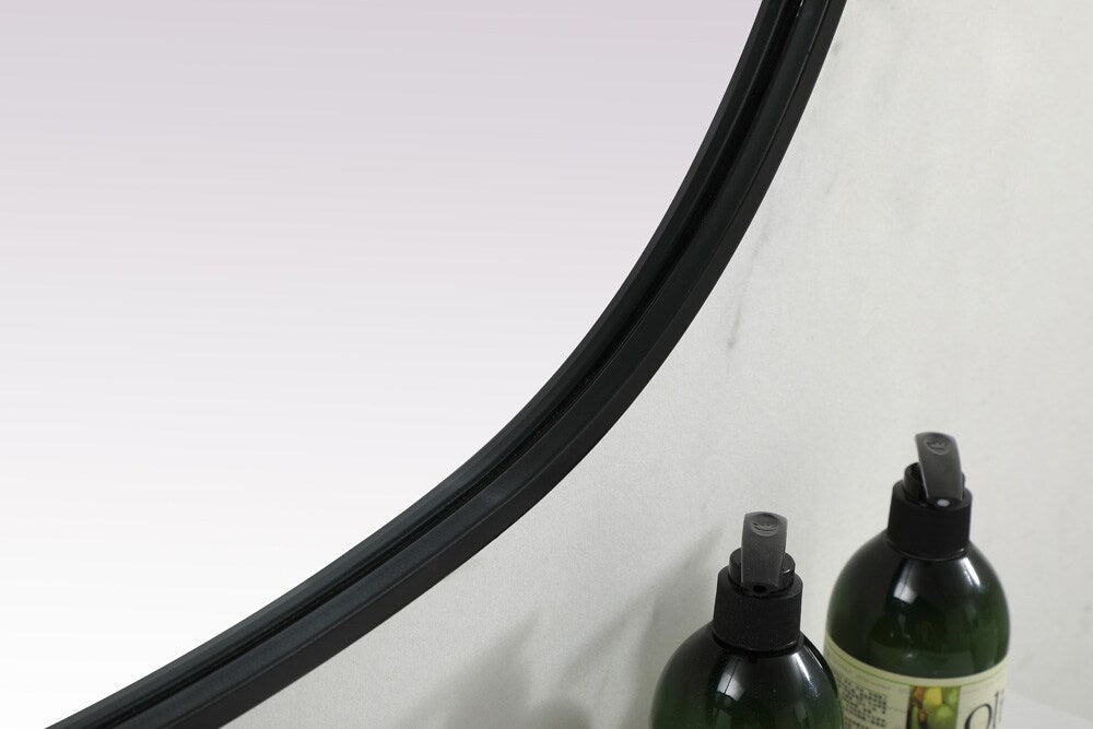 Elegant Furniture & Lighting - Brynn Metal Frame Oval Mirror 30x36 Inch in Black - MR2B3036BLK veiw 7