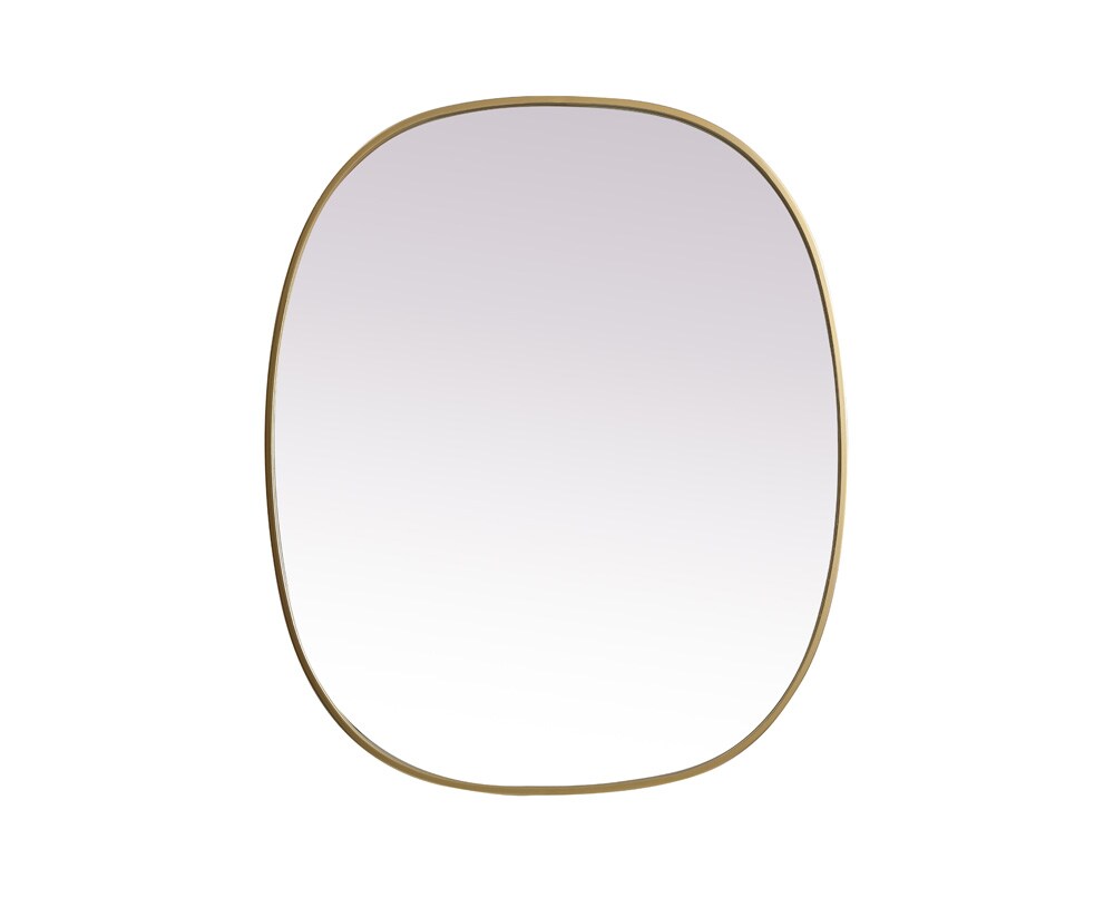 Elegant Furniture & Lighting - Brynn Metal Frame Oval Mirror 30x36 Inch in Brass - MR2B3036BRS veiw 1