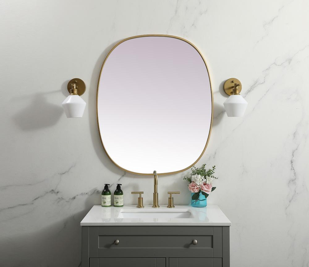 Elegant Furniture & Lighting - Brynn Metal Frame Oval Mirror 30x36 Inch in Brass - MR2B3036BRS veiw 2