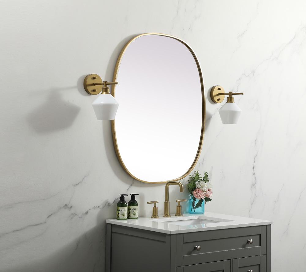 Elegant Furniture & Lighting - Brynn Metal Frame Oval Mirror 30x36 Inch in Brass - MR2B3036BRS veiw 3
