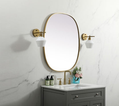 Elegant Furniture & Lighting - Brynn Metal Frame Oval Mirror 30x36 Inch in Brass - MR2B3036BRS veiw 3