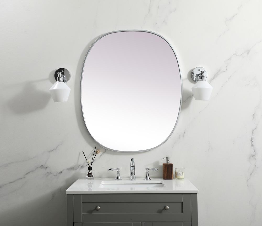 Elegant Furniture & Lighting - Brynn Metal Frame Oval Mirror 30x36 Inch in Silver - MR2B3036SIL veiw 2