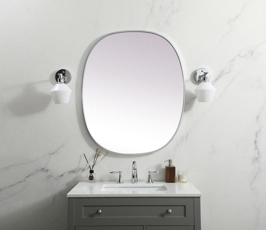 Elegant Furniture & Lighting - Brynn Metal Frame Oval Mirror 30x36 Inch in Silver - MR2B3036SIL veiw 2