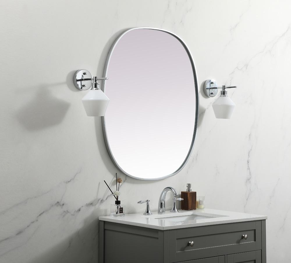 Elegant Furniture & Lighting - Brynn Metal Frame Oval Mirror 30x36 Inch in Silver - MR2B3036SIL veiw 3