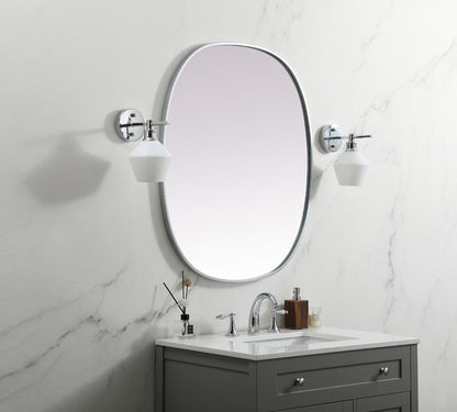 Elegant Furniture & Lighting - Brynn Metal Frame Oval Mirror 30x36 Inch in Silver - MR2B3036SIL veiw 3