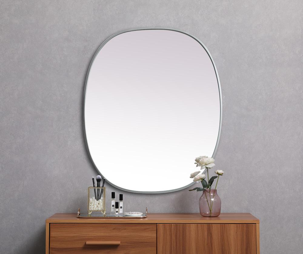 Elegant Furniture & Lighting - Brynn Metal Frame Oval Mirror 30x36 Inch in Silver - MR2B3036SIL veiw 4