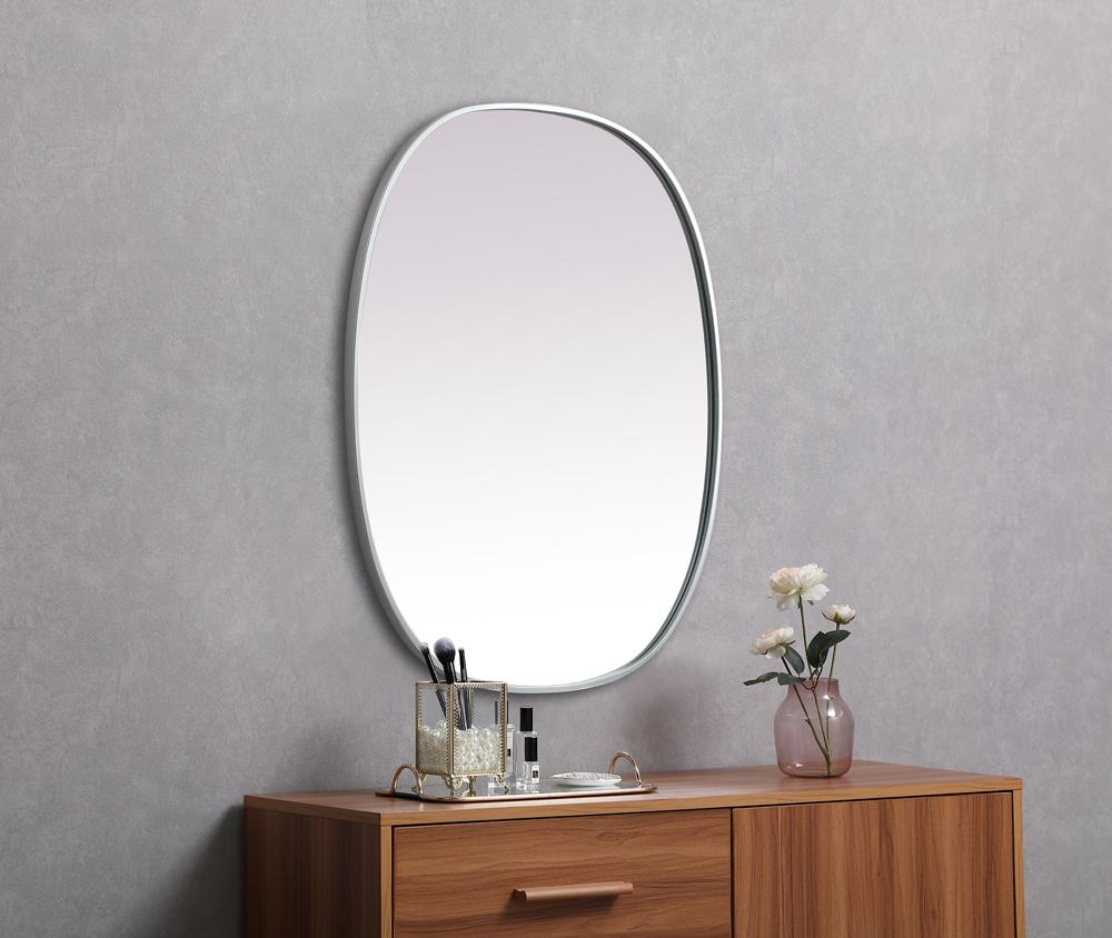 Elegant Furniture & Lighting - Brynn Metal Frame Oval Mirror 30x36 Inch in Silver - MR2B3036SIL veiw 5