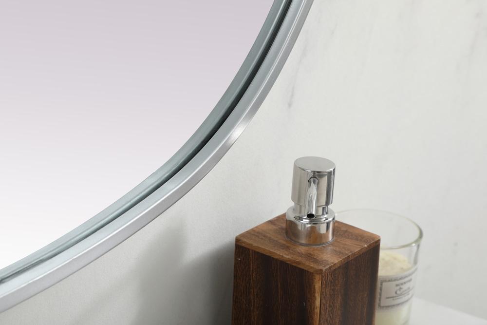 Elegant Furniture & Lighting - Brynn Metal Frame Oval Mirror 30x36 Inch in Silver - MR2B3036SIL veiw 7
