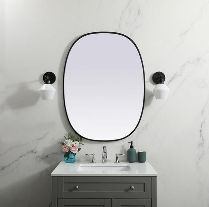 Elegant Furniture & Lighting - Brynn Metal Frame Oval Mirror 30x40 Inch in Black - MR2B3040BLK veiw 2