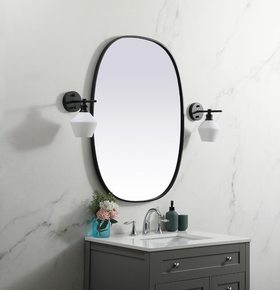 Elegant Furniture & Lighting - Brynn Metal Frame Oval Mirror 30x40 Inch in Black - MR2B3040BLK veiw 3
