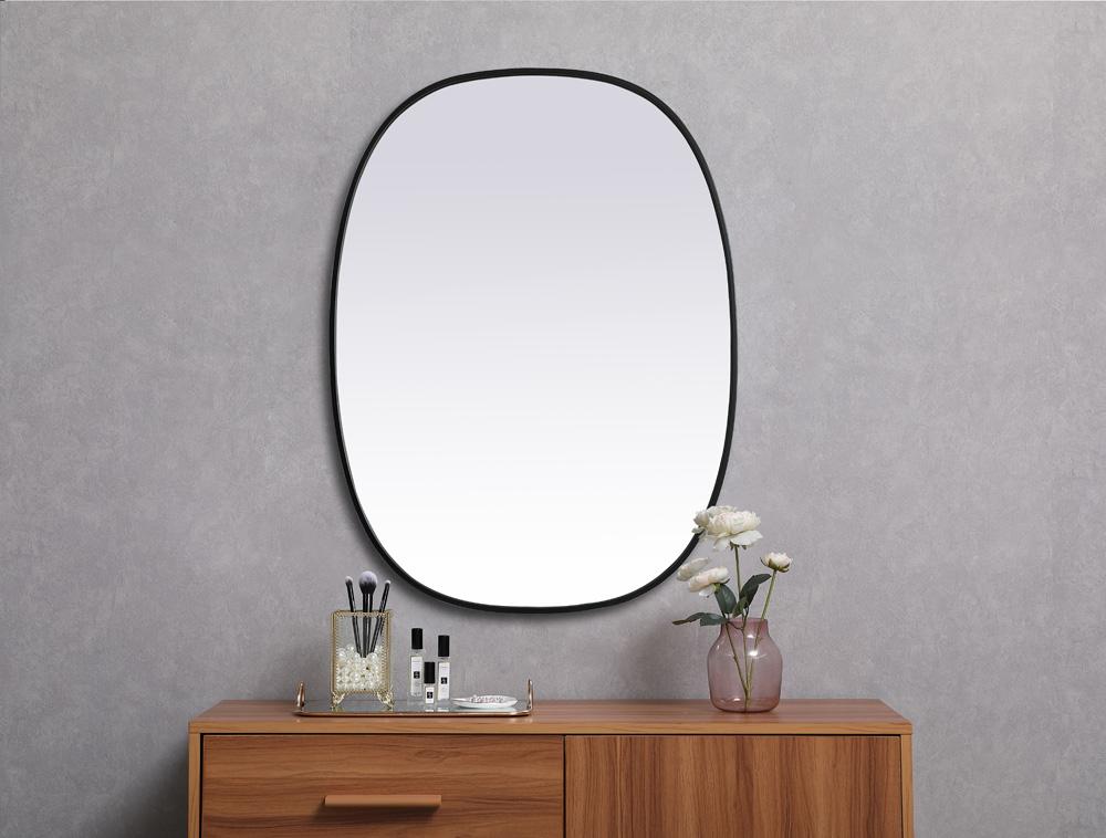 Elegant Furniture & Lighting - Brynn Metal Frame Oval Mirror 30x40 Inch in Black - MR2B3040BLK veiw 4