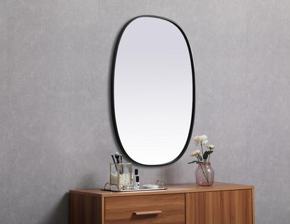 Elegant Furniture & Lighting - Brynn Metal Frame Oval Mirror 30x40 Inch in Black - MR2B3040BLK veiw 5