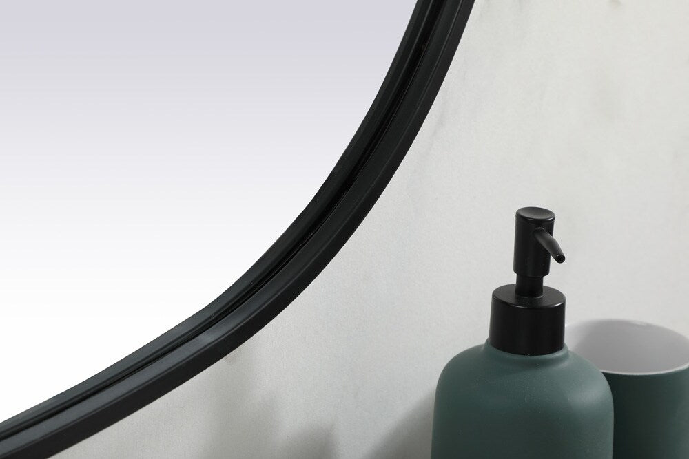 Elegant Furniture & Lighting - Brynn Metal Frame Oval Mirror 30x40 Inch in Black - MR2B3040BLK veiw 7