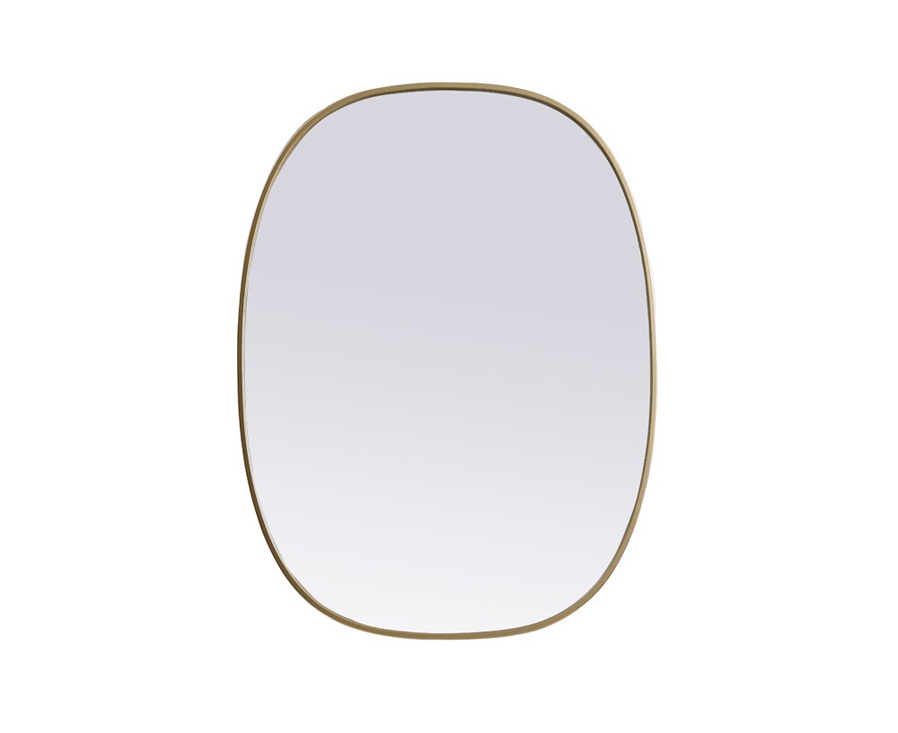 Elegant Furniture & Lighting - Brynn Metal Frame Oval Mirror 30x40 Inch in Brass - MR2B3040BRS veiw 1