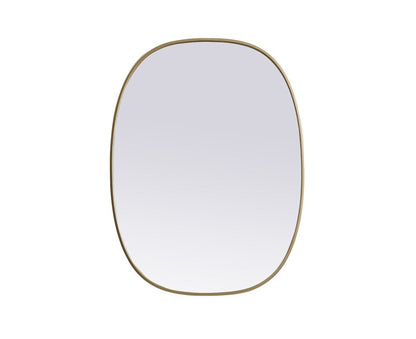Elegant Furniture & Lighting - Brynn Metal Frame Oval Mirror 30x40 Inch in Brass - MR2B3040BRS veiw 1