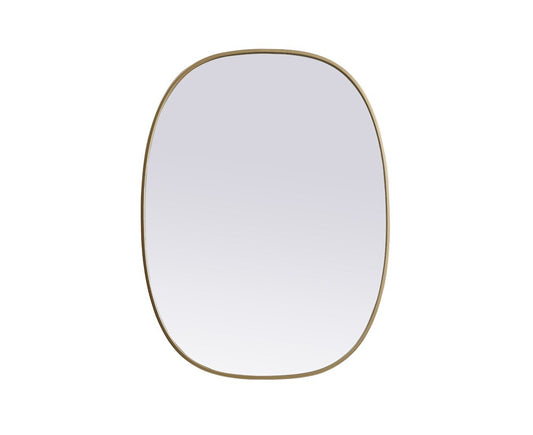 Elegant Furniture & Lighting - Brynn Metal Frame Oval Mirror 30x40 Inch in Brass - MR2B3040BRS veiw 1