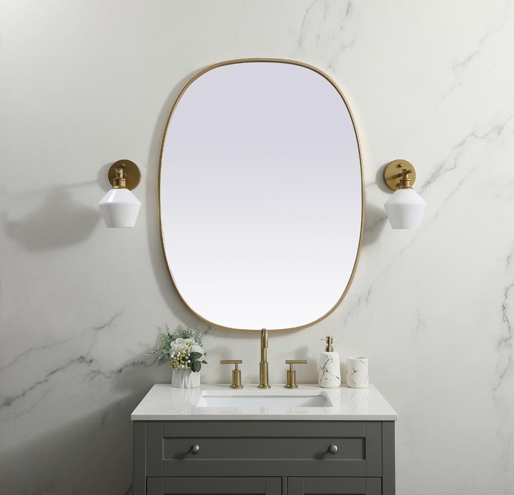 Elegant Furniture & Lighting - Brynn Metal Frame Oval Mirror 30x40 Inch in Brass - MR2B3040BRS veiw 2