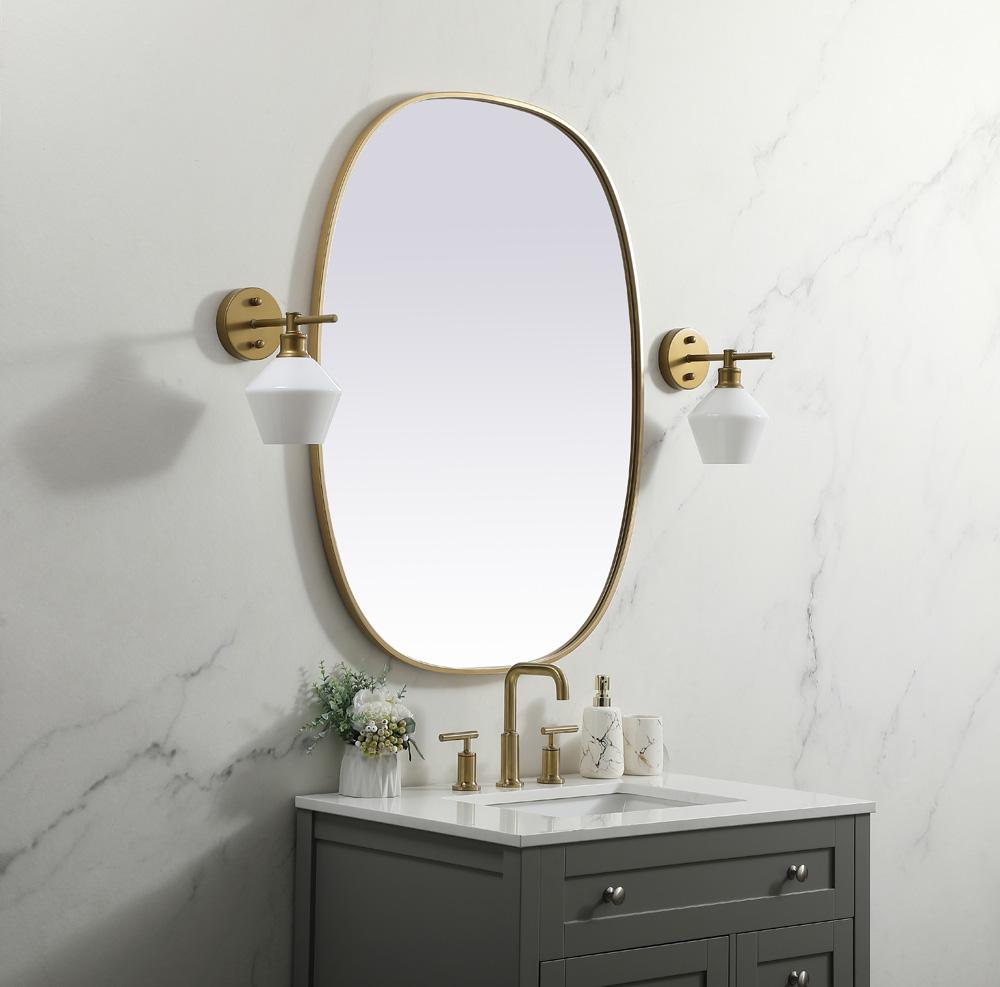 Elegant Furniture & Lighting - Brynn Metal Frame Oval Mirror 30x40 Inch in Brass - MR2B3040BRS veiw 3
