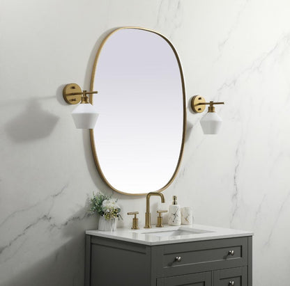 Elegant Furniture & Lighting - Brynn Metal Frame Oval Mirror 30x40 Inch in Brass - MR2B3040BRS veiw 3