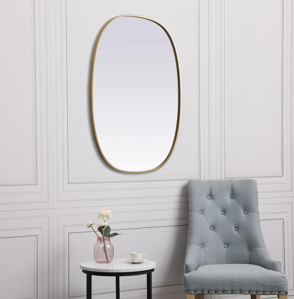 Elegant Furniture & Lighting - Brynn Metal Frame Oval Mirror 30x40 Inch in Brass - MR2B3040BRS veiw 5
