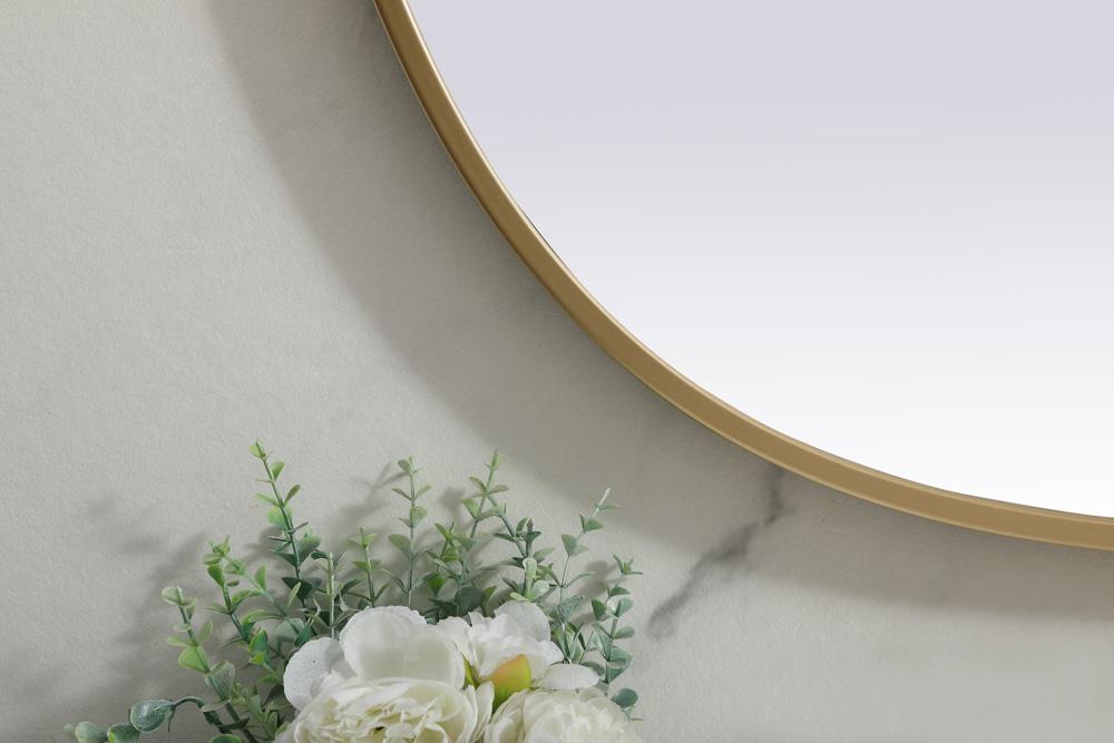 Elegant Furniture & Lighting - Brynn Metal Frame Oval Mirror 30x40 Inch in Brass - MR2B3040BRS veiw 6