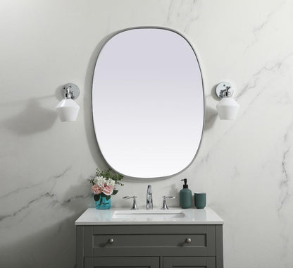 Elegant Furniture & Lighting - Brynn Metal Frame Oval Mirror 30x40 Inch in Silver - MR2B3040SIL veiw 2