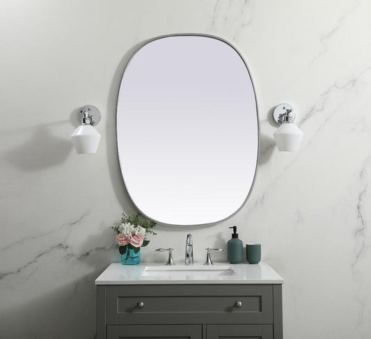Elegant Furniture & Lighting - Brynn Metal Frame Oval Mirror 30x40 Inch in Silver - MR2B3040SIL veiw 2