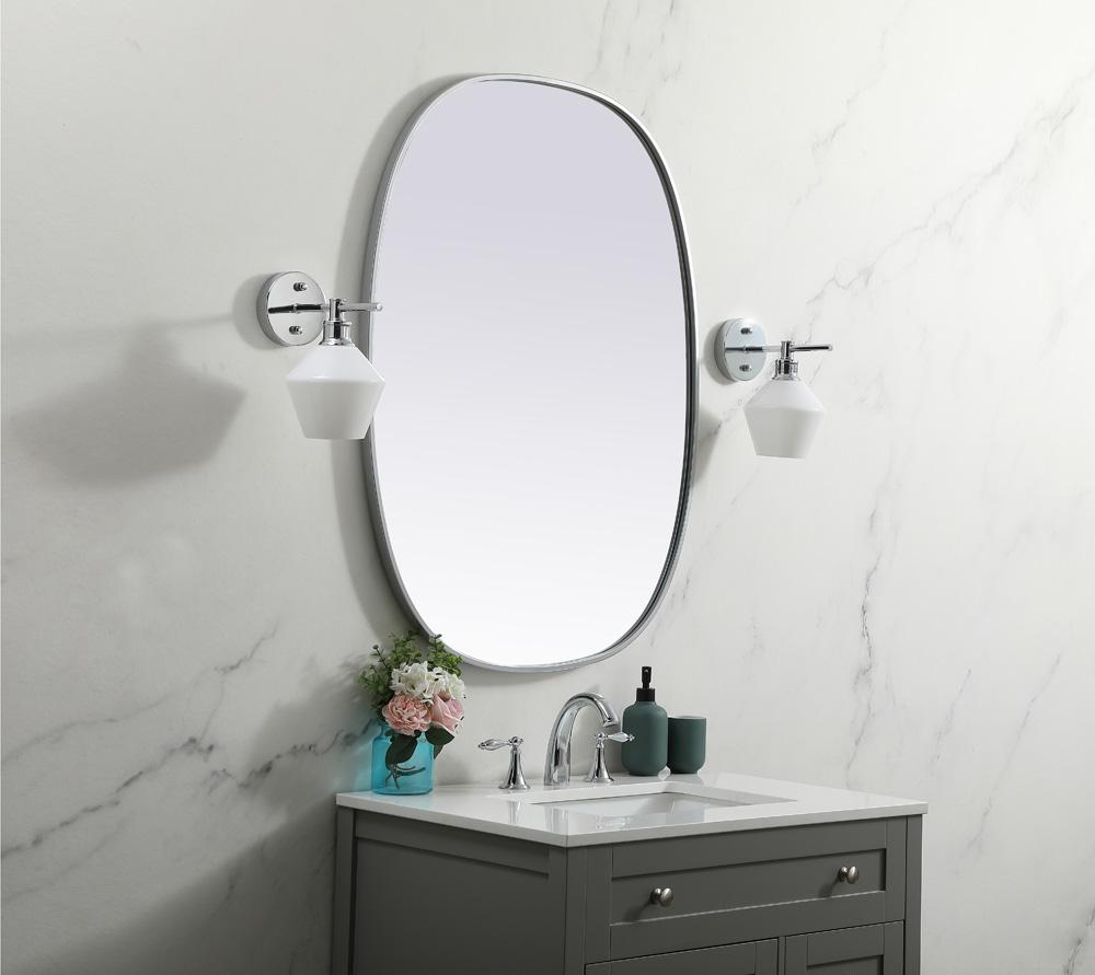Elegant Furniture & Lighting - Brynn Metal Frame Oval Mirror 30x40 Inch in Silver - MR2B3040SIL veiw 3