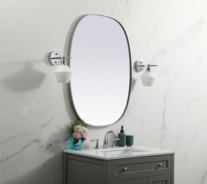 Elegant Furniture & Lighting - Brynn Metal Frame Oval Mirror 30x40 Inch in Silver - MR2B3040SIL veiw 3