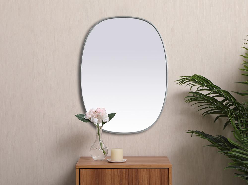 Elegant Furniture & Lighting - Brynn Metal Frame Oval Mirror 30x40 Inch in Silver - MR2B3040SIL veiw 4